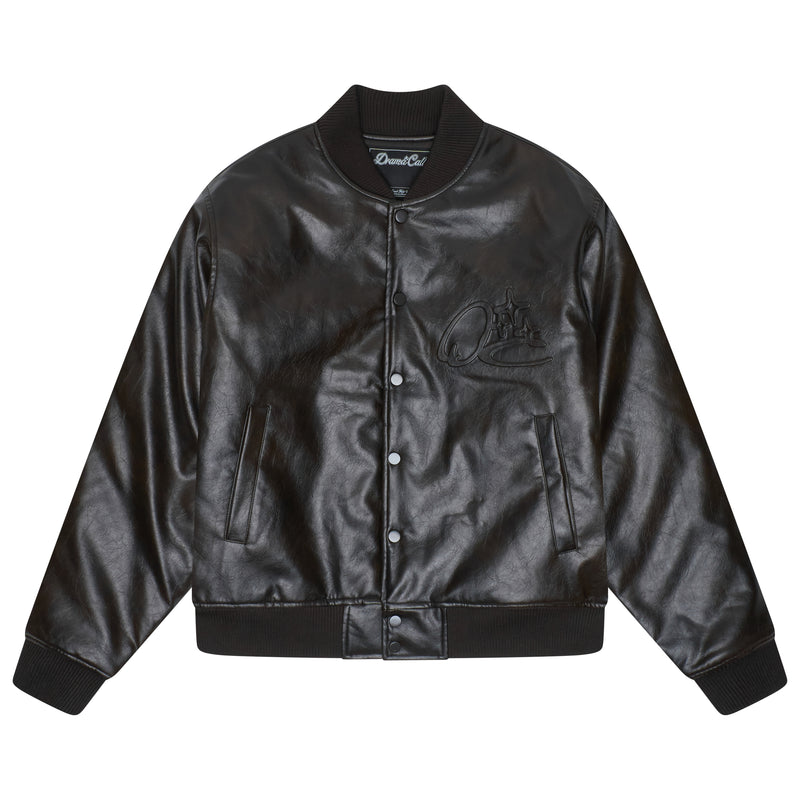 BLACK SCRIBBLE LEATHER JACKET
