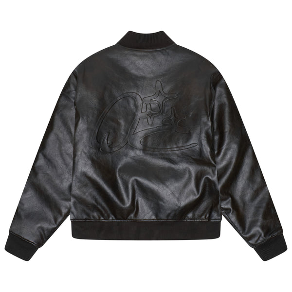 BLACK SCRIBBLE LEATHER JACKET