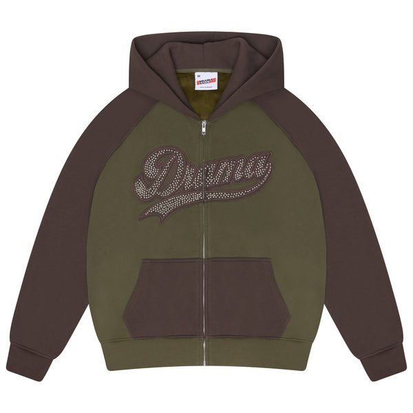 BROWN SCRIPT STUD HOOD