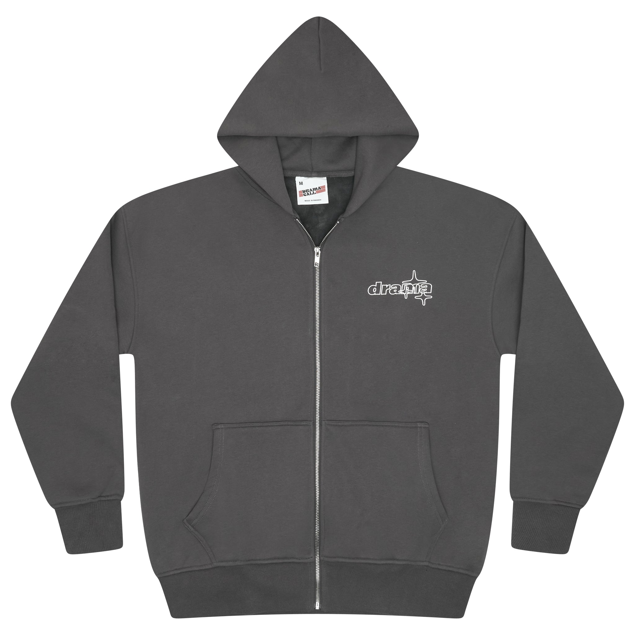 DARK GREY LINE-STA ZIP UP HOOD