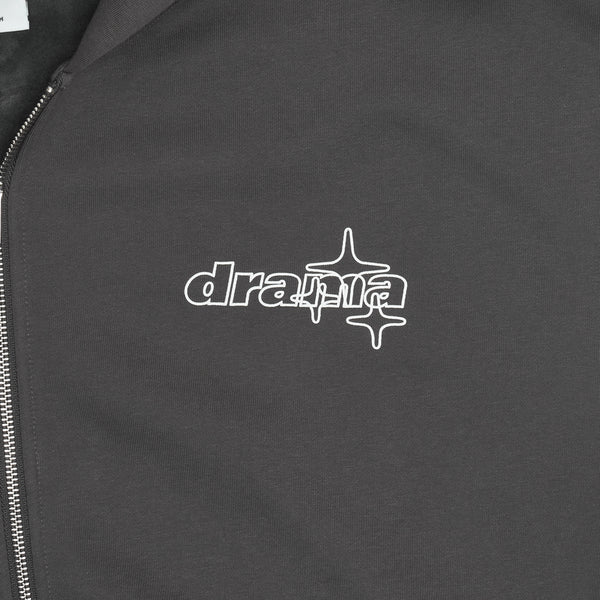 DARK GREY LINE-STA ZIP UP HOOD
