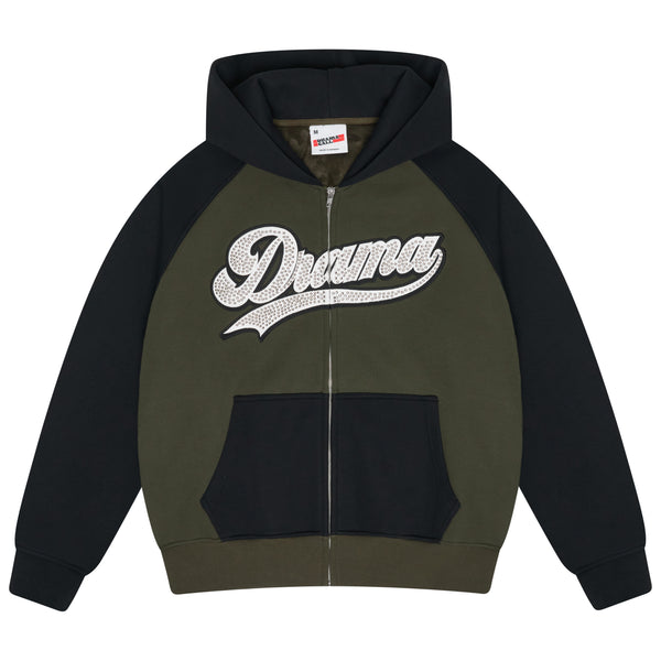 ARMY GREEN SCRIPT STUD HOOD