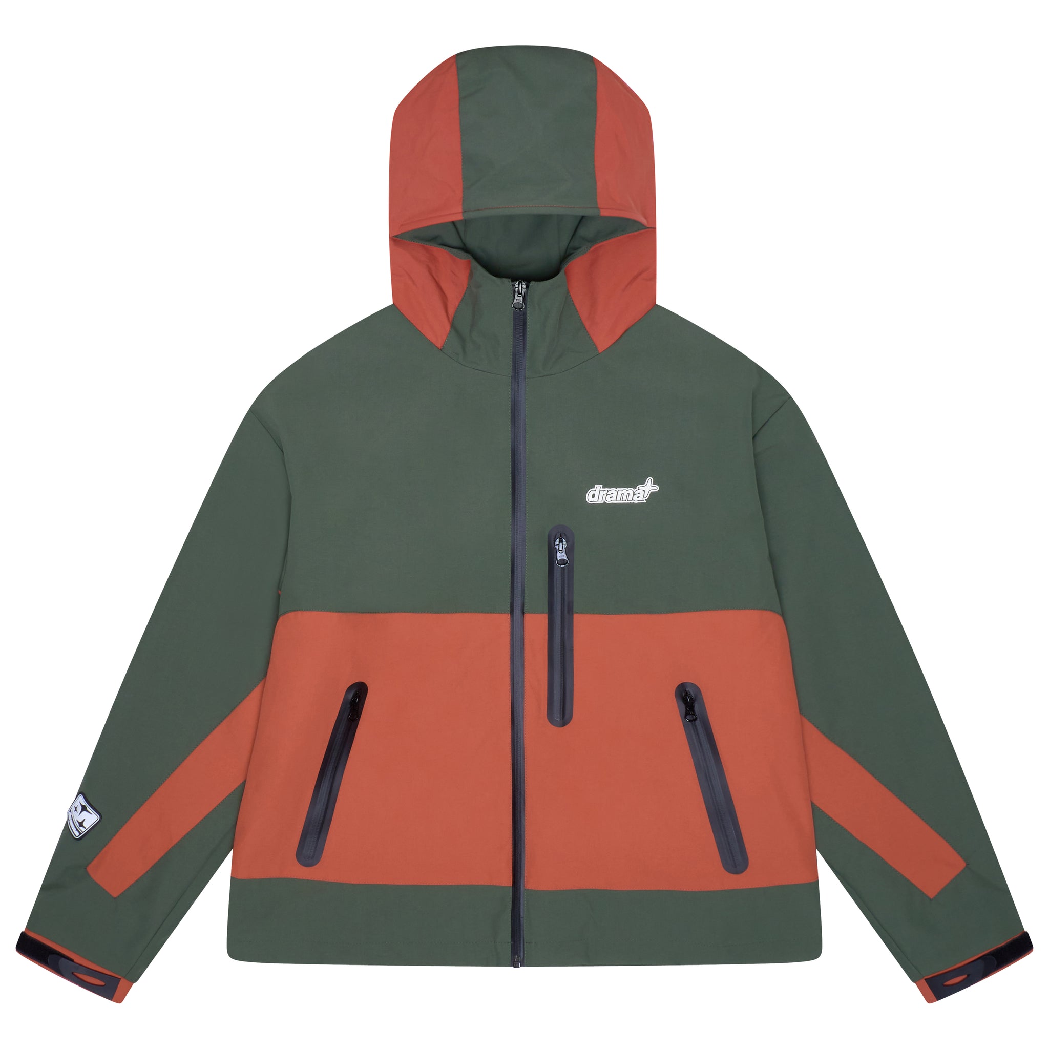 RUST N GREEN HEAVY SHELL RAIN JACKET