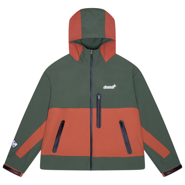 RUST N GREEN HEAVY SHELL RAIN JACKET
