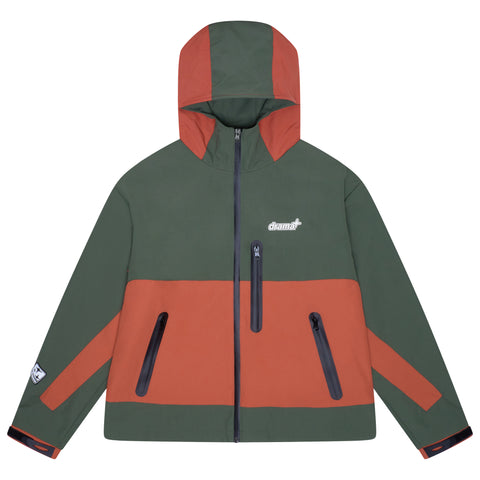 RUST N GREEN HEAVY SHELL RAIN JACKET