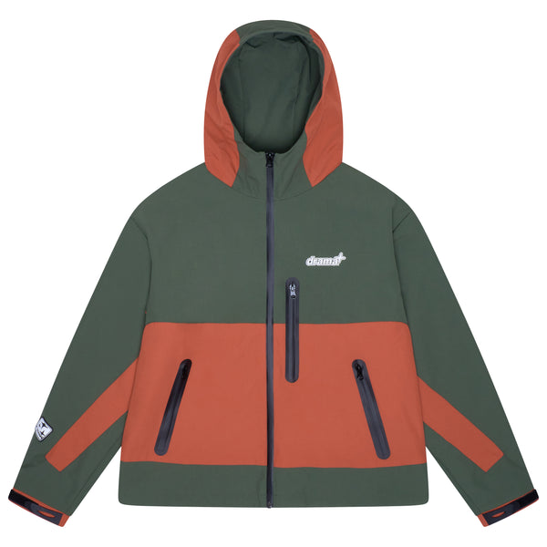 RUST N GREEN HEAVY SHELL RAIN JACKET