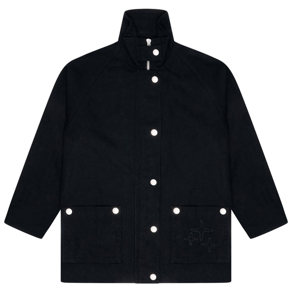BLACK 3STA TRENCH COAT