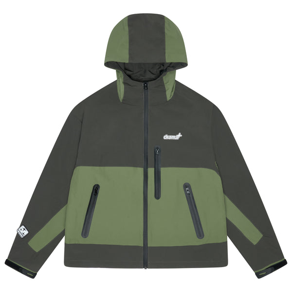 KHAKI N GREEN HEAVY SHELL RAIN JACKET