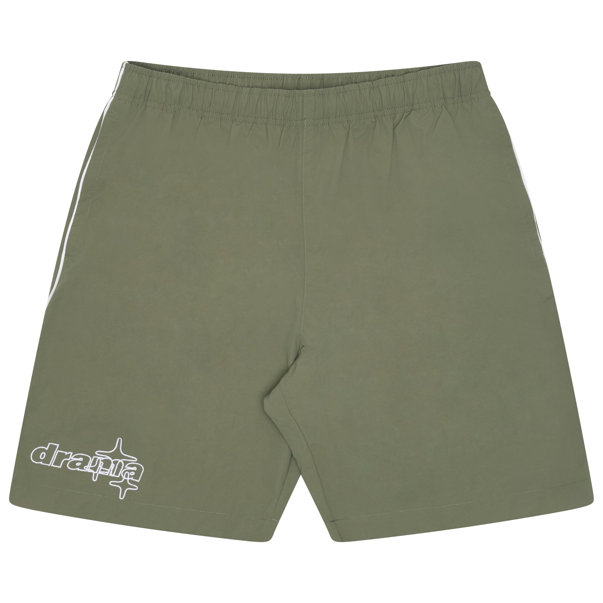 ARMY GREEN LINE-STAR NYLON SHORTS