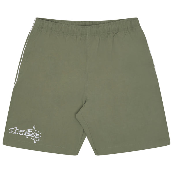 ARMY GREEN LINE-STAR NYLON SHORTS