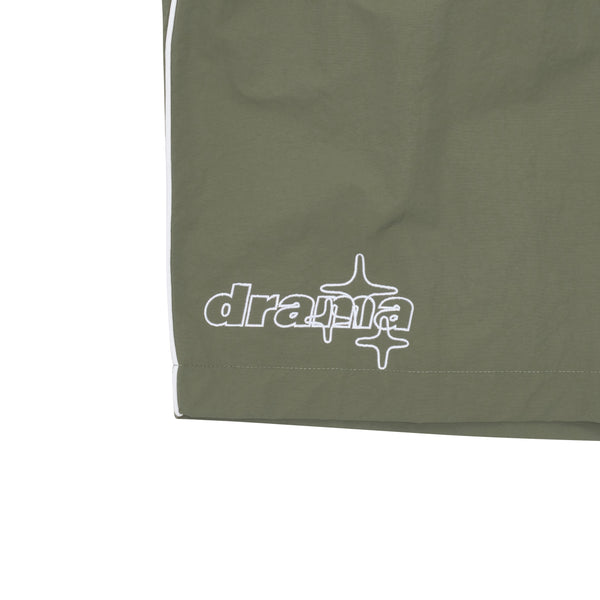 ARMY GREEN LINE-STAR NYLON SHORTS