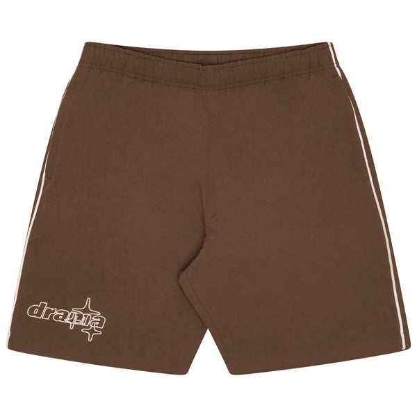 ESPRESSO BROWN LINE-STAR NYLON SHORTS