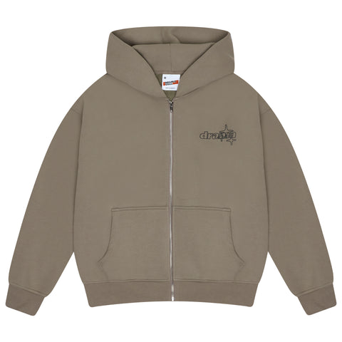 ASH BROWN LINE-STA ZIP UP HEAVY HOOD