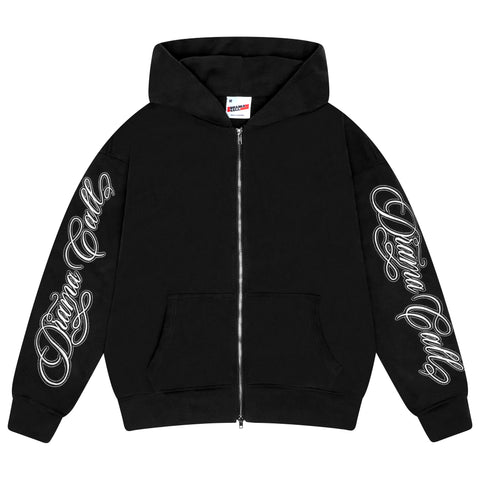 ARM SCRIBBLE HEAVY ZIP UP HOOD (BLACK)