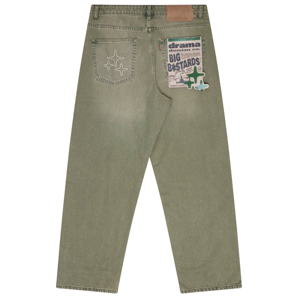 BIG B*STARDS GREEN WASH DENIM (WIDE FIT)