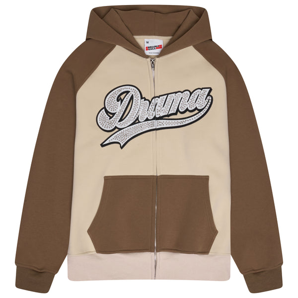 BROWN N CREAM SCRIPT STUD HOOD