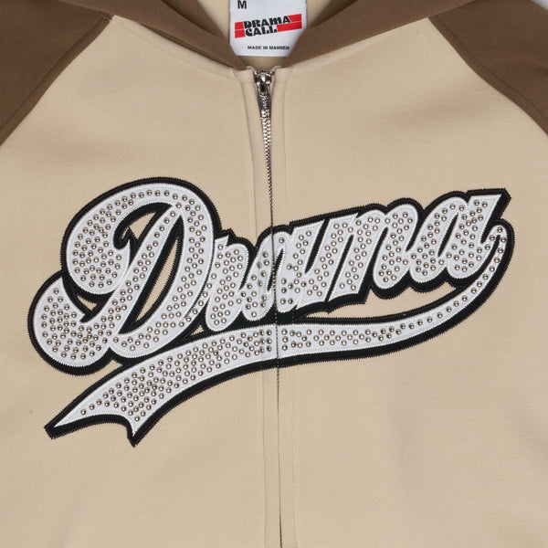 BROWN N CREAM SCRIPT STUD HOOD
