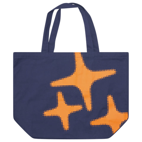 NAVY N ORANGE 3STA TOTE BAG
