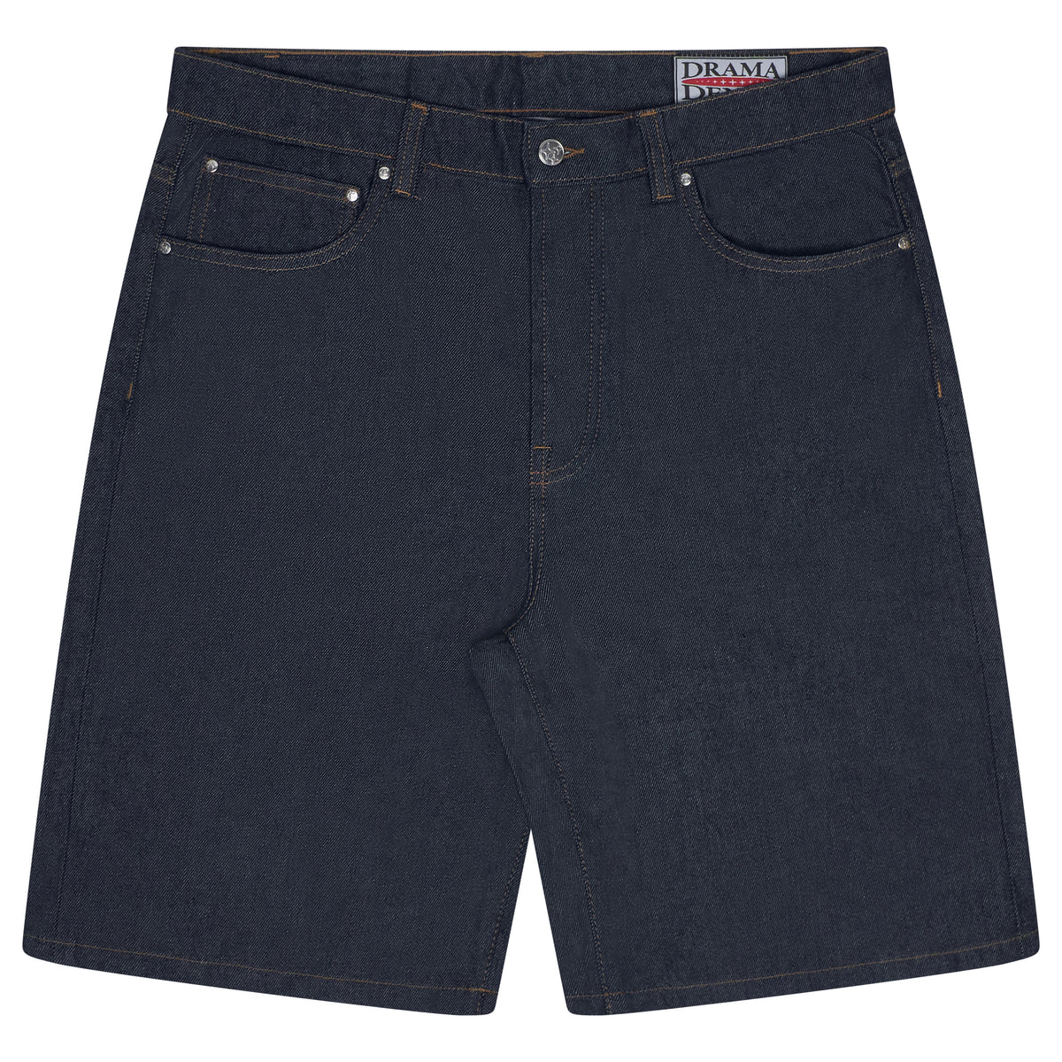 CHAIN STITCH SCRIPT JUMBO JORTS (RAW INDIGO) - New