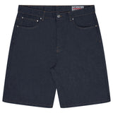 CHAIN STITCH SCRIPT JUMBO JORTS (RAW INDIGO) - New