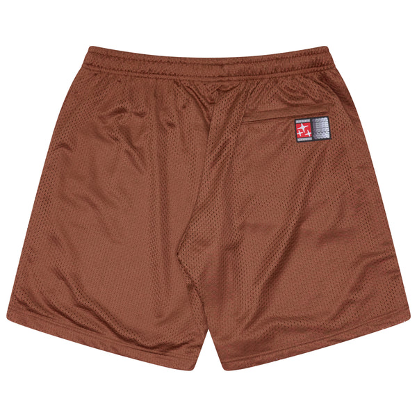 RUST ORANGE STAPLE MESH BASKETBALL SHORTS
