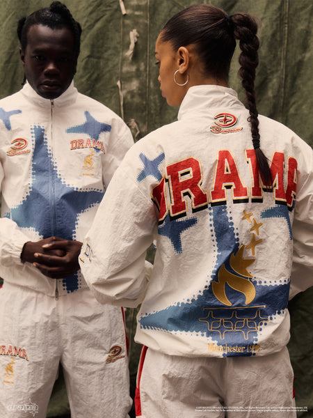 WHITE OLYMPIC NYLON TRACK TOP