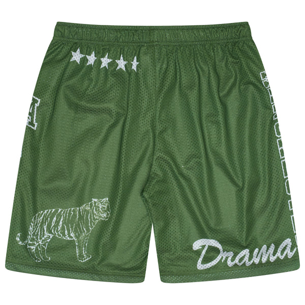 GREEN ANIMAL MESH SHORTS