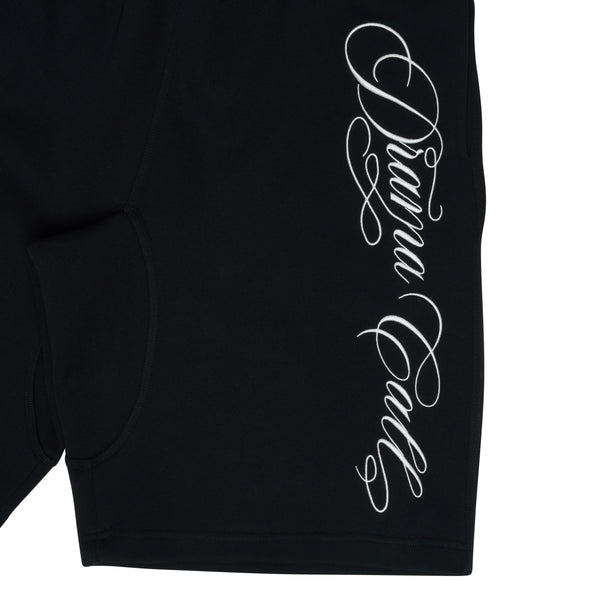 BLACK SCRIBBLE STITCH SHORTS