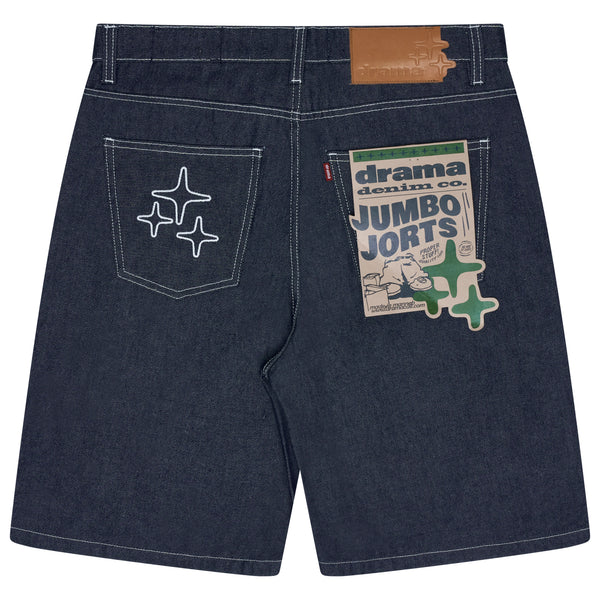3STA STITCH JUMBO JORTS (RAW INDIGO)