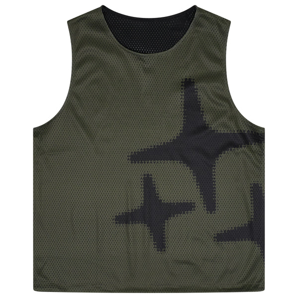 ARMY GREEN N BLACK REVERSIBLE MESH SPORT VEST