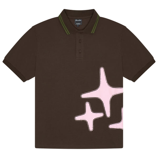 BROWN N PINK HALFTONE 3STA POLO
