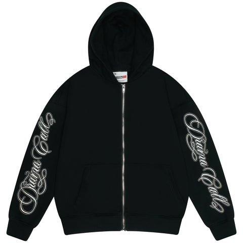 ARM SCRIBBLE HEAVY ZIP UP HOOD (BLACK)