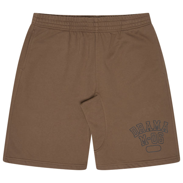 BROWN DISTRESSED COLLEGE SHORTS
