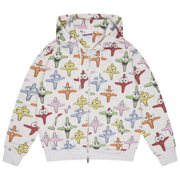 STAR GUYS ALL OVER ZIP UP HOOD (GREY)