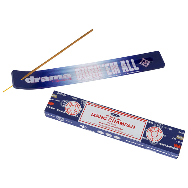 BLU INCENSE HOLDER + x15 MANC CHAMPA STICKS