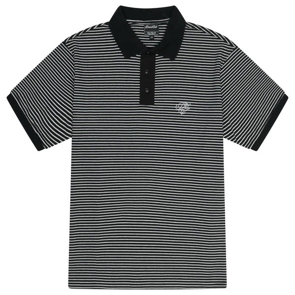 BLACK N WHITE STA SCRIBBLE STRIPED POLO