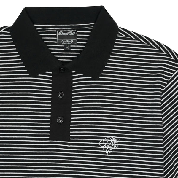 BLACK N WHITE STA SCRIBBLE STRIPED POLO