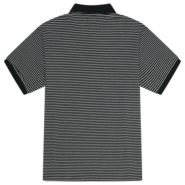 BLACK N WHITE STA SCRIBBLE STRIPED POLO