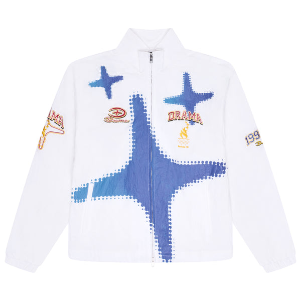WHITE OLYMPIC NYLON TRACK TOP