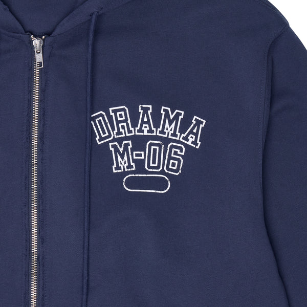 NAVY DISTRESSED COLLEGE ZIP UP