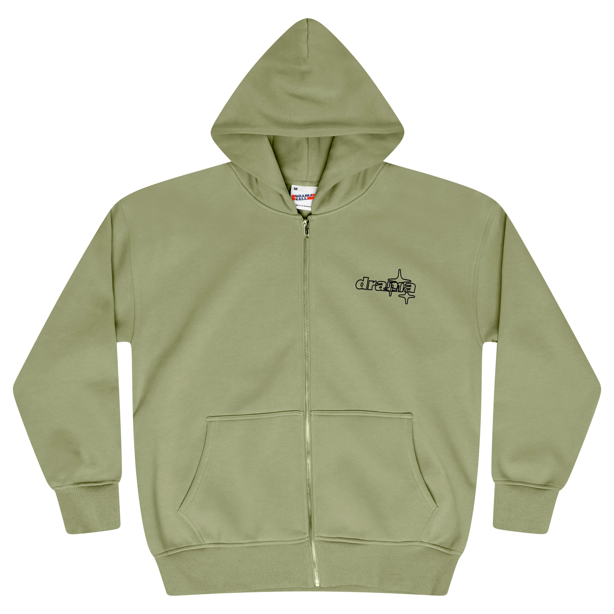 SAGE GREEN LINE-STA ZIP UP HOOD