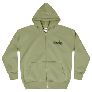 SAGE GREEN LINE-STA ZIP UP HOOD