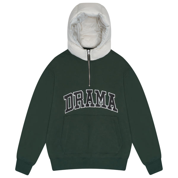 FOREST GREEN PUFFAH HOOD 1/4 ZIP