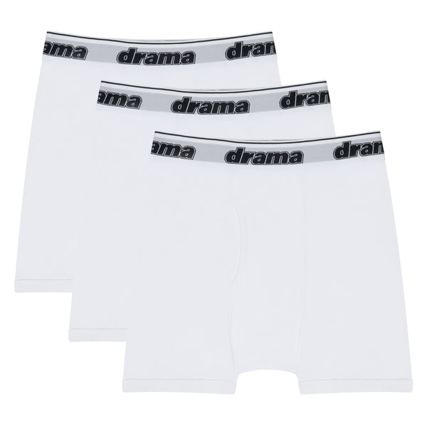 MEN'S WHITE BOXER BRIEFS (3 PACK)