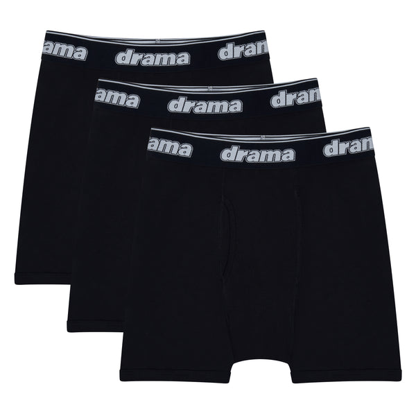 MEN'S BLACK BOXER BRIEFS (3 PACK)
