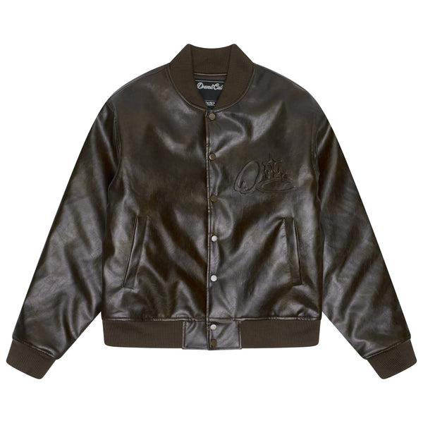 BROWN SCRIBBLE LEATHER JACKET
