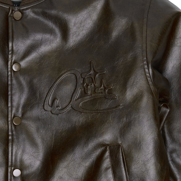 BROWN SCRIBBLE LEATHER JACKET