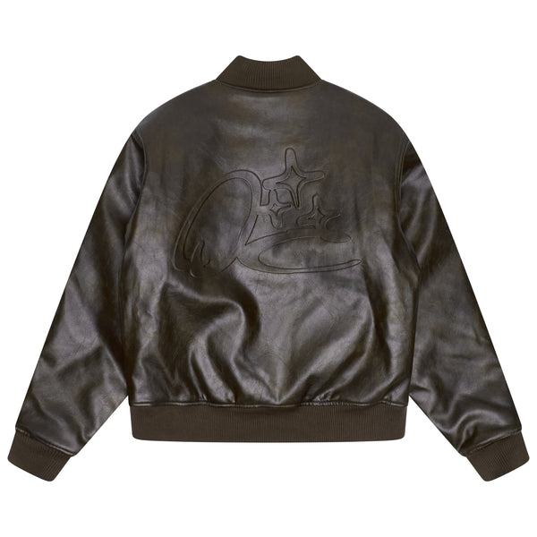 BROWN SCRIBBLE LEATHER JACKET
