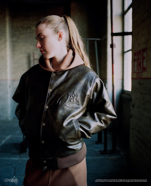 BROWN SCRIBBLE LEATHER JACKET