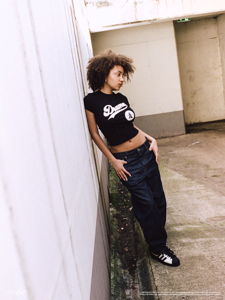 ENEMY SCRIPT WOMENS BABY TEE (BLACK)